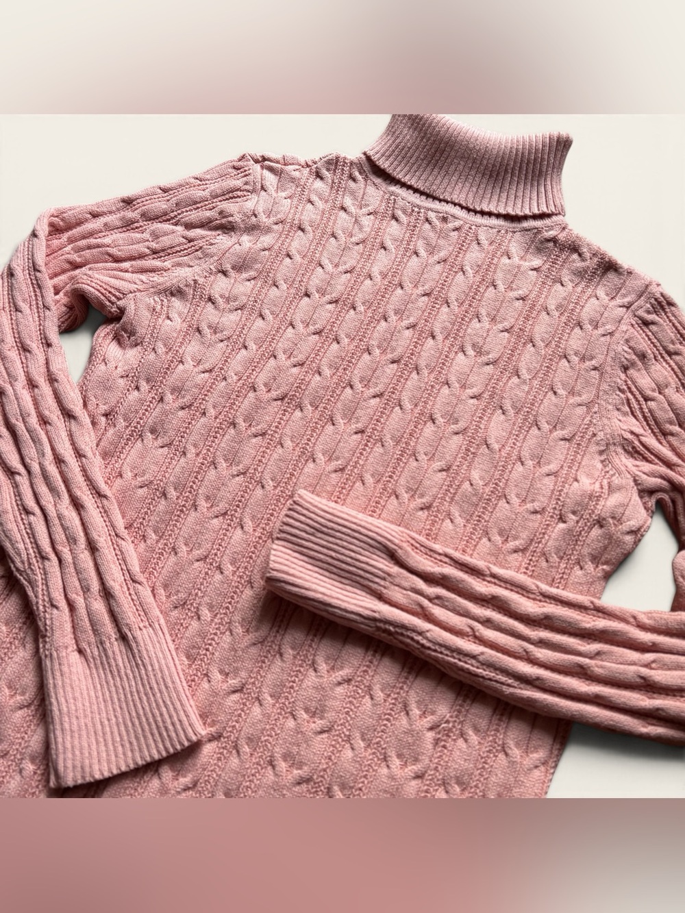 St. John’s Bay Rose Pink Cable Knit Turtleneck Sweater Women’s L